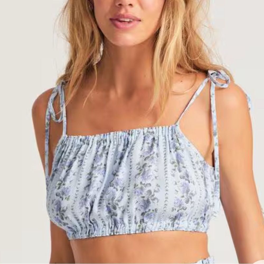 LOVESHACKFANCY "Simpson" Crop Top Cerulean Blue Size Large